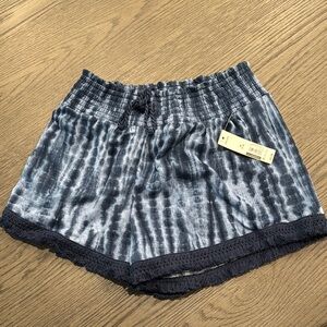 No Boundaries High Waist Tie-Dye Shorts - Blue and Black